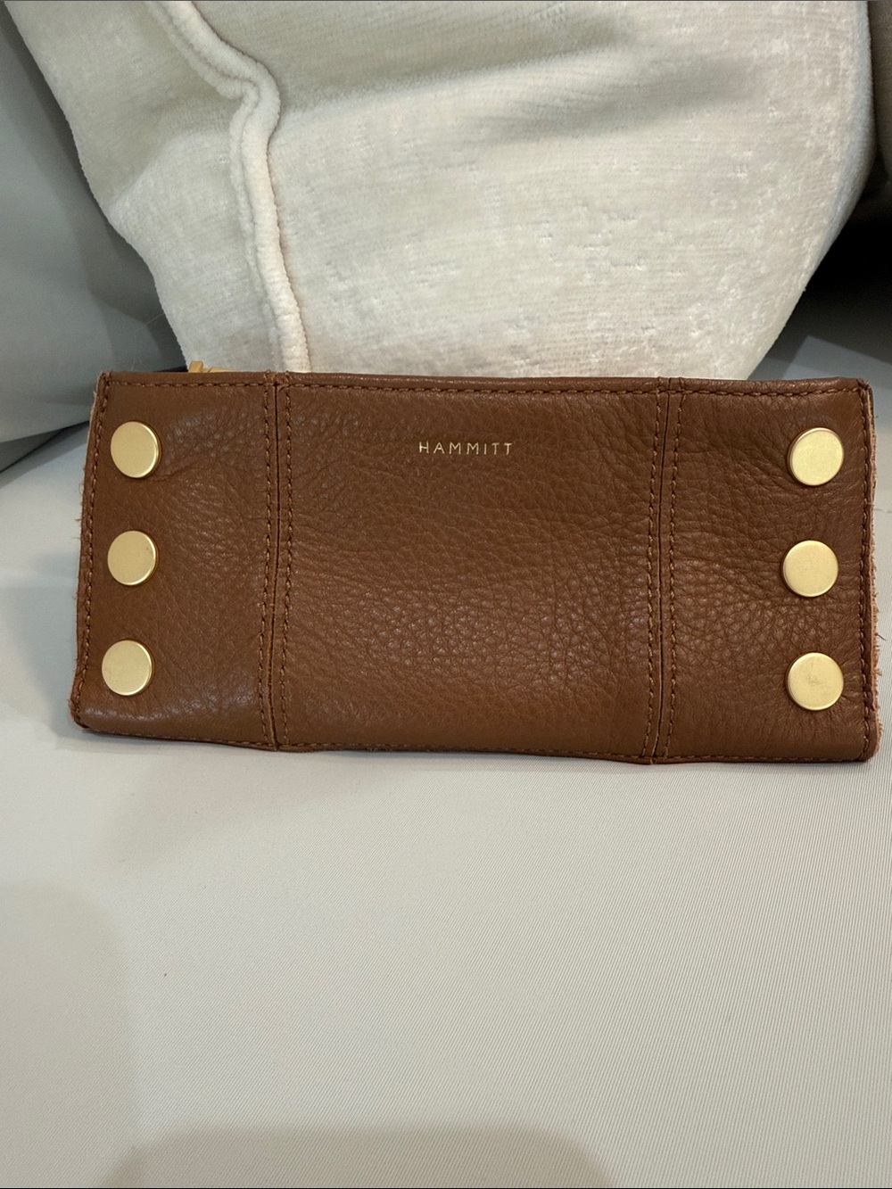 Hammitt Brown Leather Continental Wallet with Gold Studs